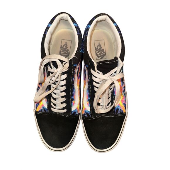 Vans Unisex Old Skool Electric Flame Black/True White-Awesome Glow in the Dark - Picture 3 of 7